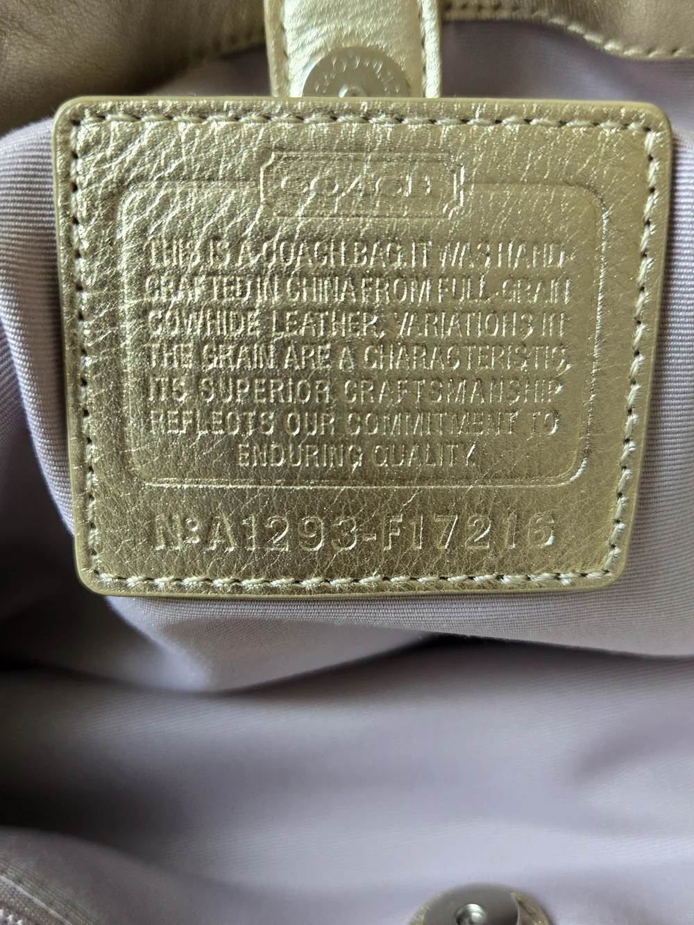 Coach Cream Leather Shoulder Tote with Metallic Gold Handles